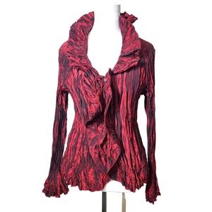 Sere Nade Top Womens‎ XL Accordion Pleated Ruffles Avant Garde Red Crinkle Art